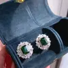 Transmisión en Vivo Producto Nuevo Más Vendido Pendientes de Princesa Simulados de Esmeralda Turmalina con Diamantes Completos para Mujer Joyería de Pendientes Elegantes y de Clase