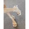 Vestido Estilo Francês com Lindas Sandálias de Salto Alto Roma Sapatos de Salto Alto Prata com Sensação de Camisa Femininos Stiletto Feminino 2025