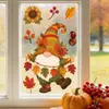 Pegatinas de Ventana de Gnomo de Dibujos Animados de Nuevo Otoño Transfronterizas, Pegatinas Estáticas de Vidrio de Erizo Lindo y Mapache, Pegatinas Estáticas de Acción de Gracias