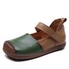 Sapatos de Vovó Quadrados de Couro Bovino de Primeira Camada Vintage Feitos à Mão com Solado Macio, Novos Sapatos Flats Femininos Estilo Floresta com Velcro