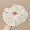Scrunchie lenço quadrado estilo pastoral francês para meninas e crianças, elástico de cabelo doce com laço para coques, acessório de cabelo