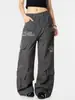 Macacão OREETA Americano com Estampa de Letras, Múltiplos Bolsos, Resistente ao Desgaste, Resistente à Sujeira, Perna Larga, Calça Casual, Transfronteiriço para Homens e Mulheres