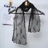 Novedad Primavera y Verano Bordado de Encaje Bufanda Pequeña Estilo Coreano Bufanda de Gasa Bordada Floral para Mujer Bufanda Larga Fina Versátil Transfronterizo
