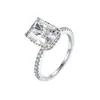 Anillo de Plata S925 con Moissanita de Corte Rhenstone de 4 Quilates 8*10mm, Forma Cuadrada Pequeña, Más Vendido, Directo del Fabricante de Origen