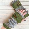 Guantes de Punto Cálidos y de Moda para Mujer de Otoño e Invierno, Guantes Cálidos para Exteriores de Medio Dedo con Hilo Acrílico y Diseño de Bloques de Color, Transfronterizo