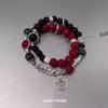 Pulsera de cobre con borlas de fantasma de cuatro montañas y cinco cuentas de vidrio, diseño de estilo nacional, pulsera antigua para novias y parejas, regalo