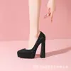 Tacones Altos Gruesos de Lentejuelas Cortos de 14 cm para Mujer 2026 Comercio Exterior Zapatos de Salón de Punta Fina Impermeables con Plataforma Zapatos de Fiesta