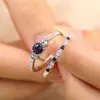 Anillo de Corona de Zirconia de Moda Europea y Americana Todo Fósforo Anillo de Cobre Esmeralda Micro Joyería