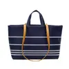 Bestseller transfronterizo 2026 nuevo nicho estilo náutico con rayas lona bolsa de compras grande, de hombro y bolso de mano para mujer