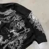 Camiseta Falsa de Dos Piezas de Manga Larga para Hombre, Estilo Retro Americano con Estampado de Alas Desgastado, Estilo Punk Subcultural, Top Holgado de Cuello Redondo