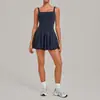 Vestido de Tênis Areia de Outono Alta Elasticidade Belo Desenho de Flor nas Costas Esportes ao Ar Livre Fitness Golfe Yoga Vestido 4126