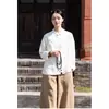 Mejorados Nuevos Tops de Estilo Chino para Mujer, Ropa de Meditación Zen, Botones de Placa, Cuellos Cruzados Sueltos de Primavera y Otoño Zen, Camisas de Algodón y Lino, Ropa de Té