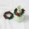 4,5cm Decoração de Natal Europeia e Americana Tira de Grama de PVC Folha de Pinheiro Fruta Vermelha Argola para Guardanapo Argola para Guardanapo Guirlanda de Natal Argola para Velas