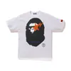 Comercio exterior al por mayor transfronterizo marca de tendencia estilo japonés camuflaje tiburón, cabeza de tigre, hombre-mono bloques de color luminoso manga corta corte holgado camiseta de pareja
