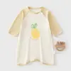 Ropa de Dormir para Bebé Primavera y Verano Nuevo Estilo Algodón Ropa de Dormir Cómoda Pijama para Bebé Estampado de Frutas Manga Tres Cuartos Bata de Dormir con Piernas Divididas