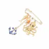 Broche de Ancla con Diamantes de Colores, Pulpo, Bola de Estilo Europeo y Americano Exagerado, Pin para Ceñir la Cintura, Accesorio para Ceñir la Cintura