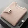 Nuevo suéter de lana para otoño e invierno para hombre, cuello redondo, suéter de punto casual para jóvenes, holgado y elegante, suéter de lana liso básico