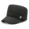 Sombrero de Invierno para Hombre con Protección para Orejas de Terciopelo Cálido, de Copa Plana, para Hombres de Mediana Edad y Mayores, Papá, Abuelo, Protección contra el Frío para Exteriores, Sombrero de Algodón Engrosado