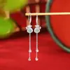 Aretes de Plata de Ley S925 Yuebao Jewelry Jade Azul Agua Estilo Nacional Retro Moneda de Cobre Bolsa de la Suerte Borla Tendencia Nacional Ganchos de Oreja de Moneda