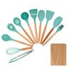 Conjunto de Utensílios de Cozinha de Silicone 12 Peças Colher de Cozinhar com Cabo de Madeira Pá Utensílios de Cozinha de Madeira Barril de Utensílios de Cozinha Colher para Dinheiro Vegetal Colher de Sopa