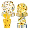 Mm277 Miel de Abeja Panal Crisantemo Vajilla Festiva para 8 Personas Juego de 4 Piezas de Platos de Papel y Servilletas de Papel