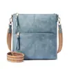 Bolso de hombro cruzado retro de color sólido europeo y americano de Amazon, bolsa de mensajero, correa de hombro ajustable de cinta, gran capacidad, multifuncional