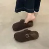 Zapatos cerrados para mujer estilo Birkenstock, de suela gruesa y forro polar, Novedad Otoño e Invierno 2025 para Mujer, Pantuflas de Piel tipo Slip-On Perezoso