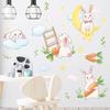 LD96051 Dibujos animados Conejo Zanahoria Nubes Luna Habitación Infantil Jardín de Infantes Decoración de Pared Pegatinas de Pared