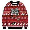 Sudadera de cuello redondo para hombre con estampado digital 3D de Navidad y Halloween europea y americana, camiseta básica casual de manga larga para mujer