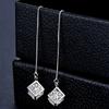 Brincos de diamante com borla e cubo mágico da Coreia do Sul, brincos longos, moda feminina, linha de orelha simples, joias para orelha, atacado