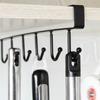 Perchero de hierro forjado para armario de cocina con seis ganchos, sin perforaciones, para colgar tazas, colgador invertido, estante de almacenamiento