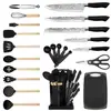 Espátula de Silicone e Concha de Sopa Conjunto de 23 Peças Espátula de Silicone Antiaderente Grau Alimentício Utensílios de Cozinha de Silicone Domésticos e Conjunto de Facas Atacado