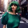 Pelucas Europeas y Americanas Transfronterizas para Mujer, Cabello Corto Rizado, Pelucas Completas Realistas de Cabello Humano, Mechas y Degradado de Cabello Sintético, Venta al por Mayor de Fábrica en Stock