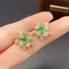 Brincos de Esmeralda Natural Transfronteiriços para Mulheres, Acessórios de Nicho de Luxo, Joias em Prata 925, Joias de Luxo 4*5, Venda Direta da Fábrica