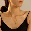 Colar clavicular quadrado pequeno listrado verde malaquita estilo INS banhado a ouro 18K real joia de aço inoxidável retrô de nicho