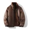 2025 Nova Moda de Inverno Estilo Europeu Casual Boutique Versátil Elegante Gola Alta Lã Dupla Face Quente Jaqueta para Homens