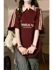 Camiseta tipo polo de peso pesado estilo retro americano con cuello y manga corta para hombres y mujeres, diseño de nicho, camiseta de pareja estilo preppy