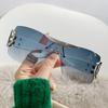 Nuevas gafas de sol deportivas de lujo ligeras y transfronterizas de estilo Y2K con personalidad sin marco para chicas atractivas europeas y americanas. Gafas de sol del mismo estilo para celebridades de Internet.