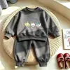 Conjunto Esportivo Casual Largo Novo de Desenho Animado para Meninos Outono e Primavera Roupa da Moda Meninos Bebês Conjunto de Duas Peças Fofo Tendência