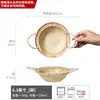 Tazón de Cerámica Vintage con Doble Asa Tazón para Fideos Tazón para Yogur Tazón con Doble Asa Plato Redondo Tazón para Sopa Tazón Estilo Japonés Vajilla Venta al Mayoreo Esmaltado al Horno