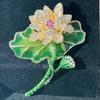 Hoja de Loto Verde Loto Tridimensional Sensación Avanzada Nuevo Producto Esmalte Color Loto Broche Guofeng Regalo para Madre Ramillete Clásico Femenino