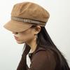 Gorra azul marino con hebilla de cinturón vintage de diseñador de calidad industrial pesada, boina de ante cálida para otoño e invierno, gorra octogonal de celebridades cibernéticas