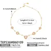 Conjunto Europeu e Americano Novo Estilo de Brincos, Colar e Pulseira com Pedra de Vidro em Formato de Coração e Corrente de Aço Inoxidável Banhada a Ouro 18K