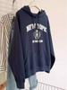 Sudadera Pulóver con Capucha con Estampado de Letras Retro Coreano para Mujer en Otoño Nuevo Diseño Holgada Casual Versátil Top