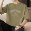 Camiseta de algodón pesado estilo americano 260g para hombre, manga corta de verano, holgada, cuello redondo, ropa top, algodón estampado con letras, manga media