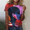 Camiseta de Mujer Cuello Redondo Holgada Casual Retro Elegante Oversize Manga Corta Y2K Verano Casual Cómoda para la Figura DZ