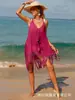 Cubierta de Playa para Primavera y Verano Transfronteriza Europea y Americana con Borlas, Cubierta de Playa para Bikini, Vestido de Vacaciones de Color Sólido