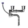 Lavatório pia dupla de aço inoxidável 304 ralo pia de cozinha bacia de legumes sifão desodorizador tubo de esgoto atacado