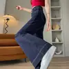 Calça Jeans Flare Branca Feminina 2024 Inverno Tendência Nova Cintura Alta Solta Formato Pera Perna Larga Flare Grande