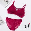 Sutiã Feminino de Renda Bordada com Bojo Triângulo, Sutiã Sem Fio Respirável Push-Up para Seios Pequenos, Sutiã Fino Sexy com Bojos